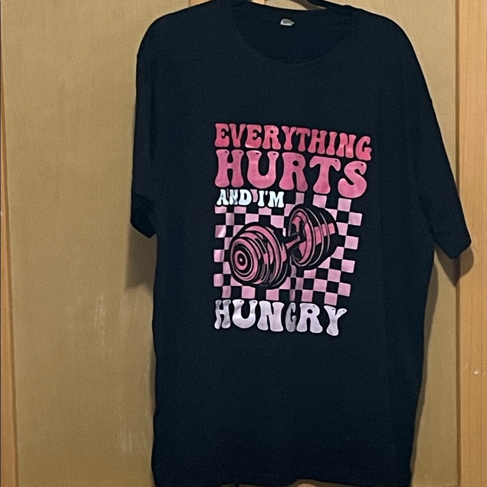 SHEIN Black Tee with Pink Graphic